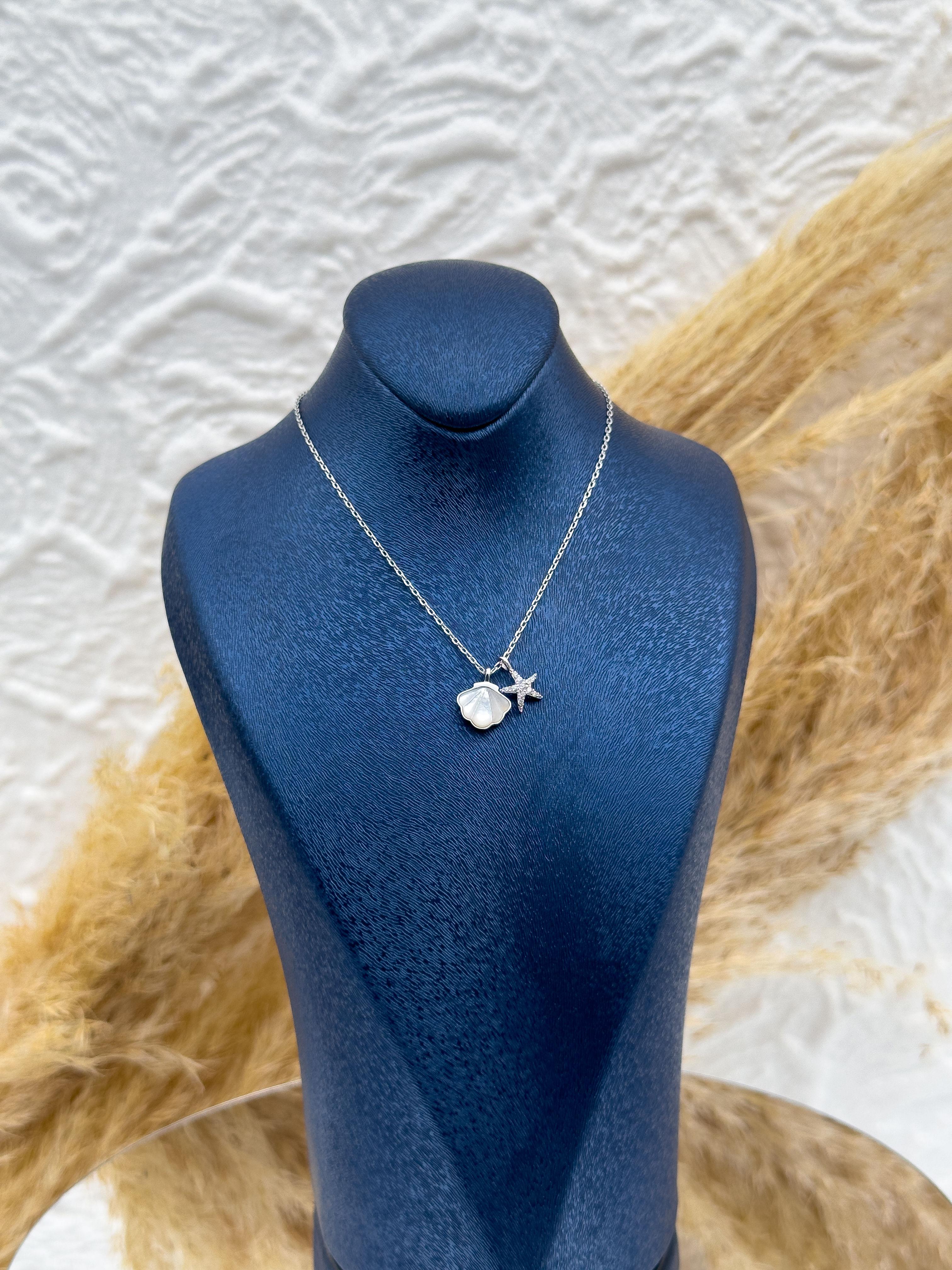 925 Ayar Gümüş Sedefli Yıldız Detaylı Kadın Kolye – Özel Tasarım, Zarif Hediyelik